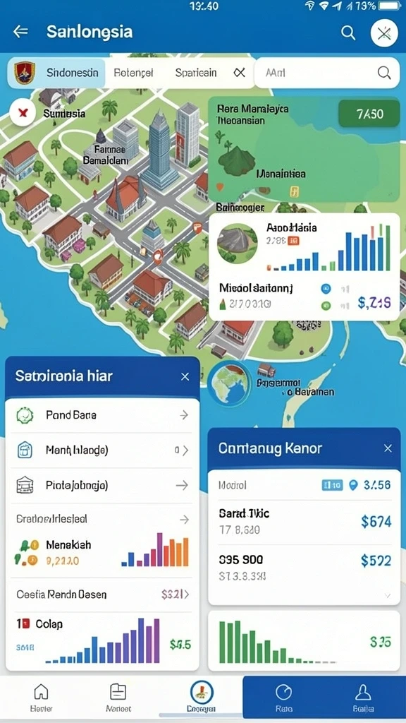 Screenshot menunjukkan fitur simulasi investasi yang interaktif.